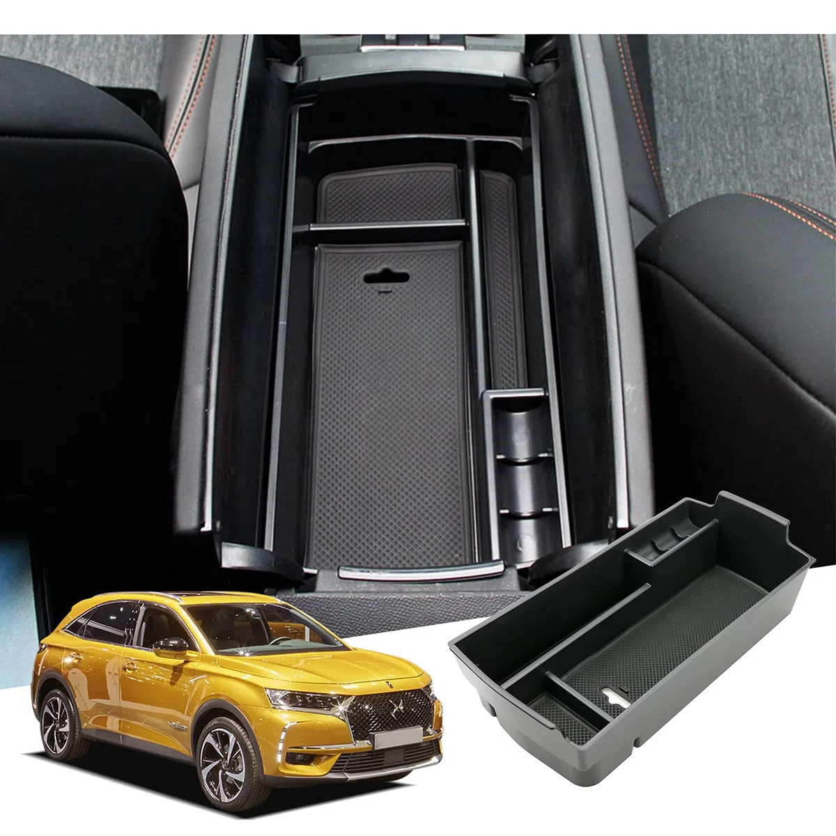 GAFAT DS 7 Crossback/Facelift 2025 2026-2017 Scatola Portaoggetti, DS7 Crossback 2025 Organizer per Console Centrale e Braccioli, Compatibile con Citroen DS7 Crossback Accessori