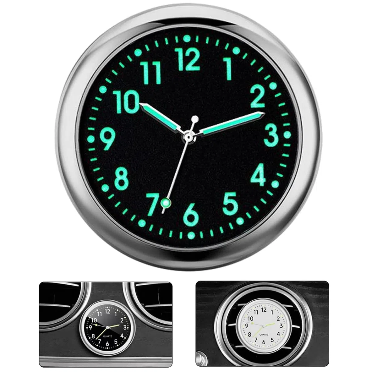 Orologio Analogico al Quarzo Luminoso Universale per Decorazione e Cruscotto Auto
