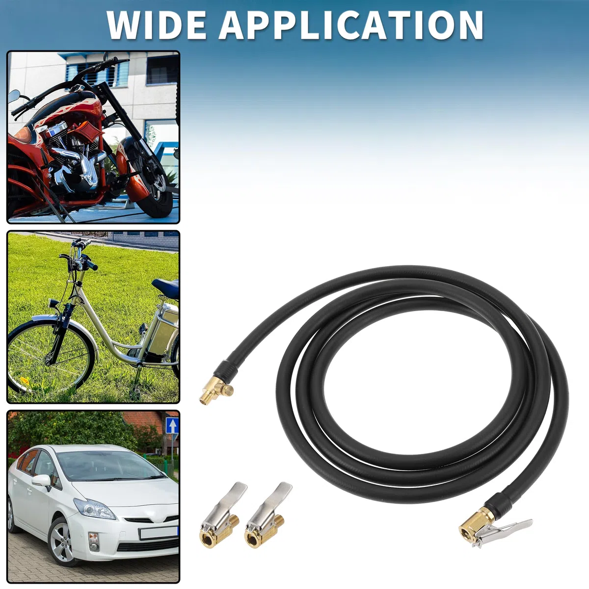 per Tubo di prolunga per Gonfiatore per pneumatici per auto 0.305inx32TPI Adattatore per tubo di prolunga per pompa dell'aria Valvola del pneumatico Nero 1 Set 78.74 pollici 12.6mm