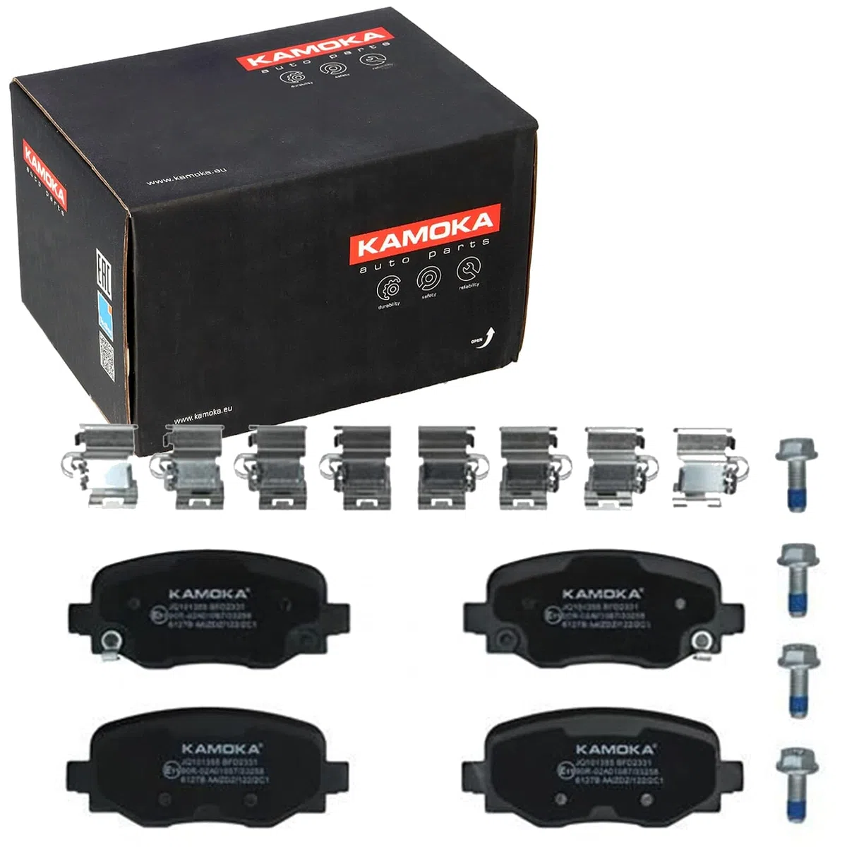 KAMOKA Kit pastiglie freni Posteriore con segnalatore acustico usura con accessori JQ101355 Compatibilità con FIAT 500X 334, JEEP Renegade SUV BU, B1