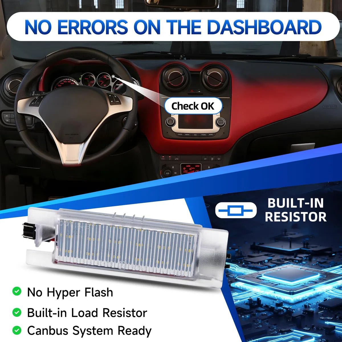 LED Luci targa per Al.fa Romeo Giulietta tipo 940, Luce Targa Al.fa Mito, Al.fa Romeo 159 Led Targa Auto Canbus senza errori