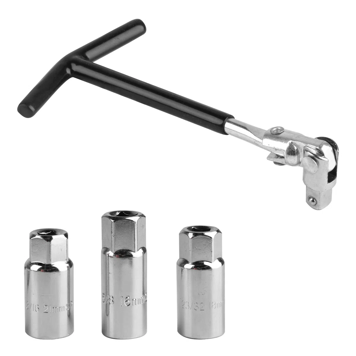 Set di 4 chiavi per candele di accensione, universale, con impugnatura a T, 16 mm, 18 mm, 21 mm, per auto, moto, candele di accensione