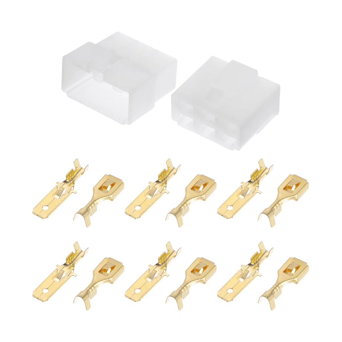 A ABSOPRO Kit Connettore Elettrico per Auto a 6 Pin Impermeabile Serie 6.3 Maschio Femmina Alloggiamento Terminale Cavo Plastica Rame Bianco