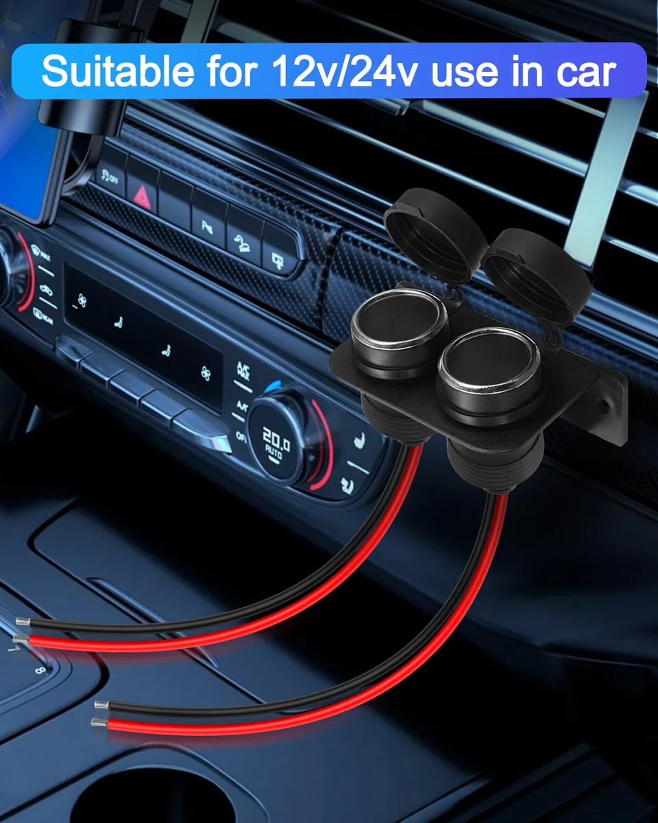 3 prese femmina per accendisigari da 14 AWG con cavo placcato in stagno, 12 V 24 V, cavo di alimentazione universale per riparazione e sostituzione dell'accendisigari dell'auto, 30 cm