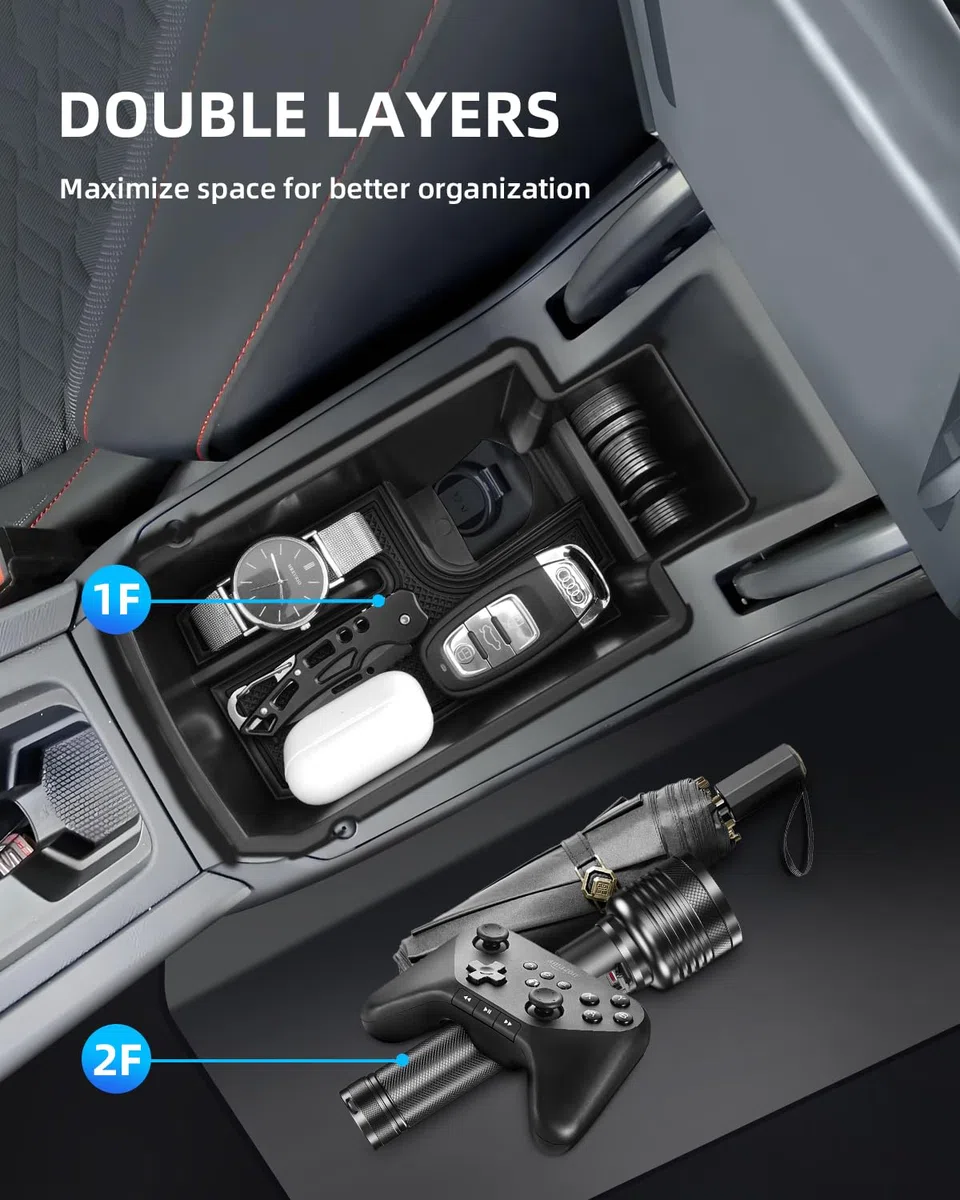Vano Portaoggetti per Bracciolo per Seat Leon 2025 2024 2023 2022 2021 2020, Console Centrale Organizer con Tappeti Antiscivolo per Cupra Formentor, Bracciolo Organizer Accessori, Nero