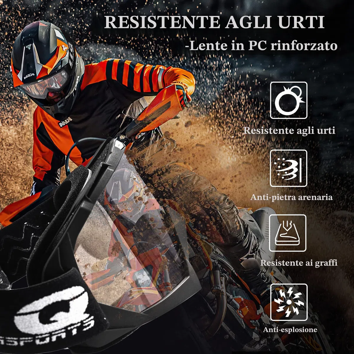 Maschera Motocross,Occhialoni Moto Visiera Cross, Occhiali Da MTB/Enduro, Occhiali Da Moto, Occhiali MX Per Uomini Donne Giovani, Adatti A Occhiali Da Mtb Mascherine Casco Cross