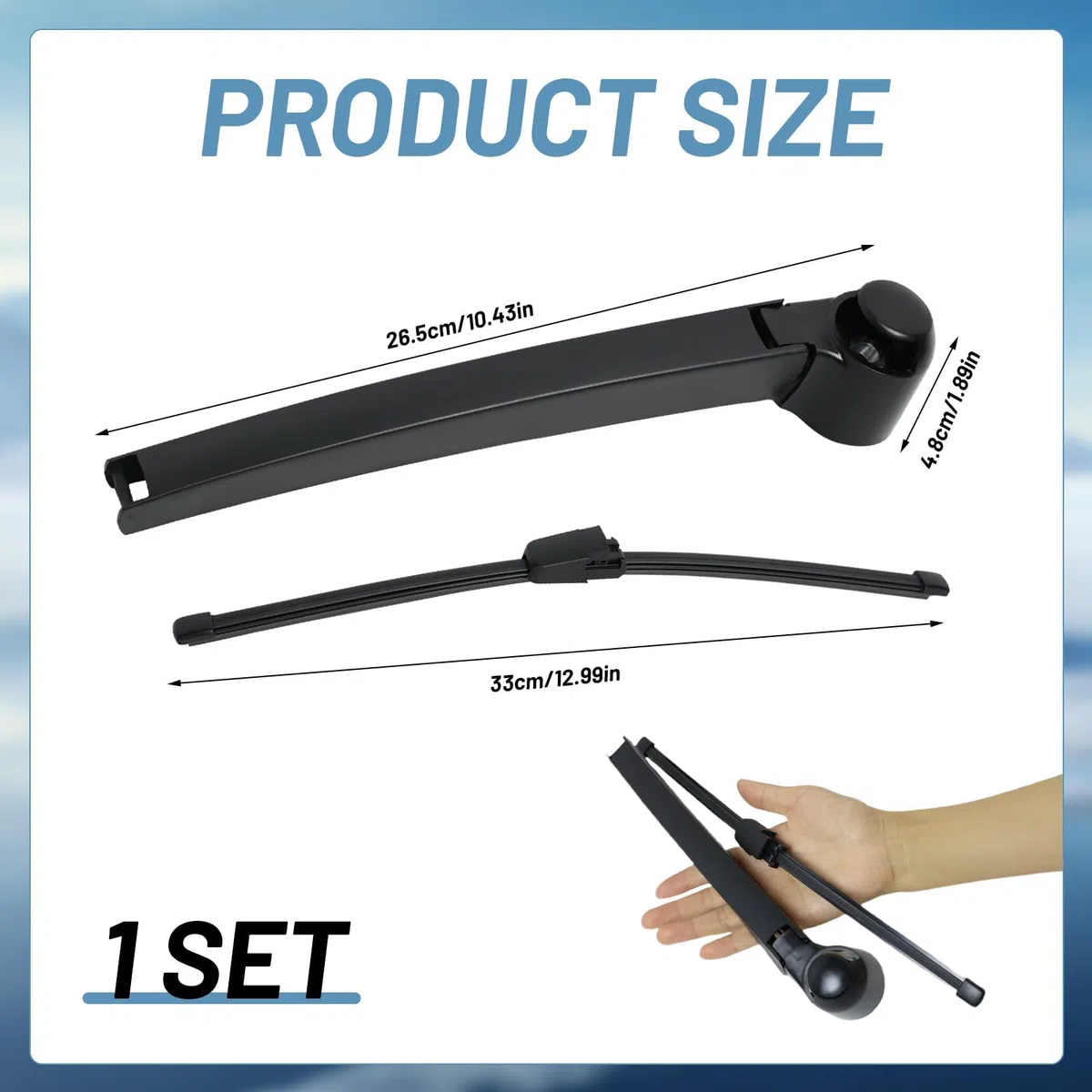 Braccio e Tergicristallo Posteriore, Braccio Tergicristallo, Tergicristallo Posteriore, Braccio e Tergicristallo Posteriore Compatibile con Altea, Exeo, Ibiza, Fabia, Roomster e Golf, Polo