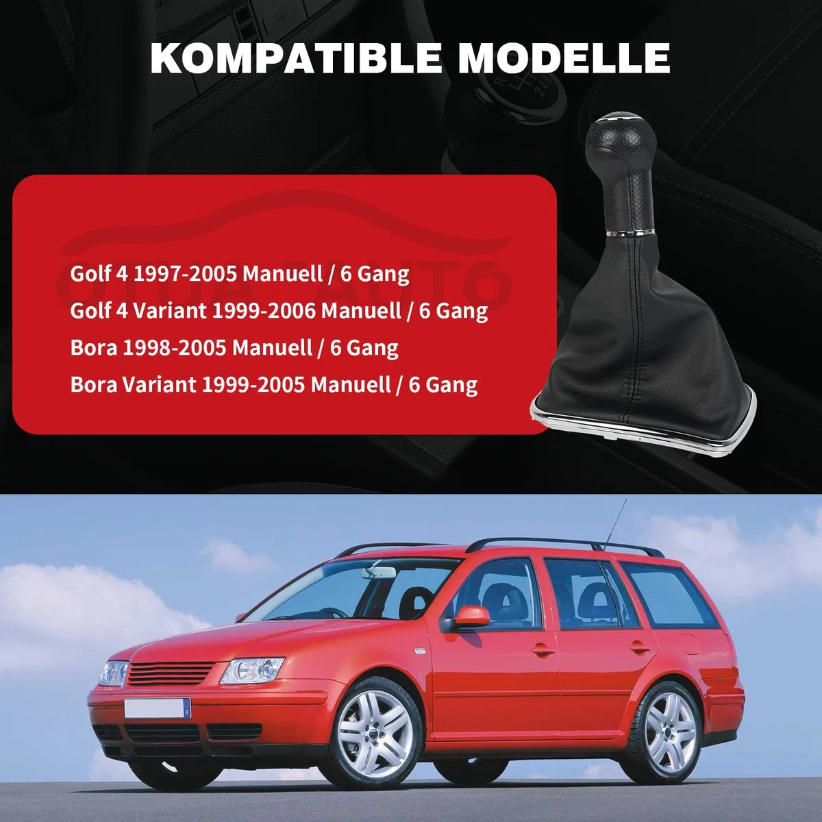 OTUAYAUTO - Set completo di ricambio cuffia, pomello e telaio del cambio, plug & play, compatibile con Golf 4, 6 marce, OEM: 1J0711113
