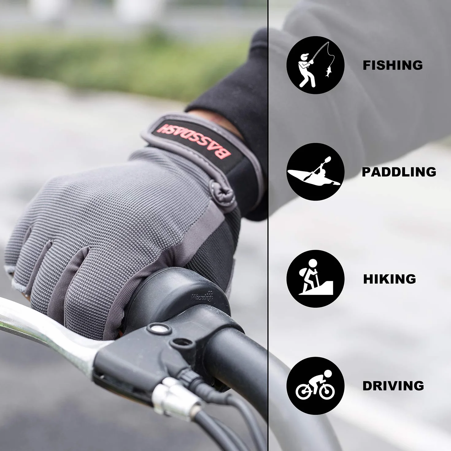 Bassdash Astro Heavy Duty Sure Grip Guanti da Pesca Guanti da Uomo Donna Senza Dita per Gioco Pesca Kayak Paddling Vela MTB