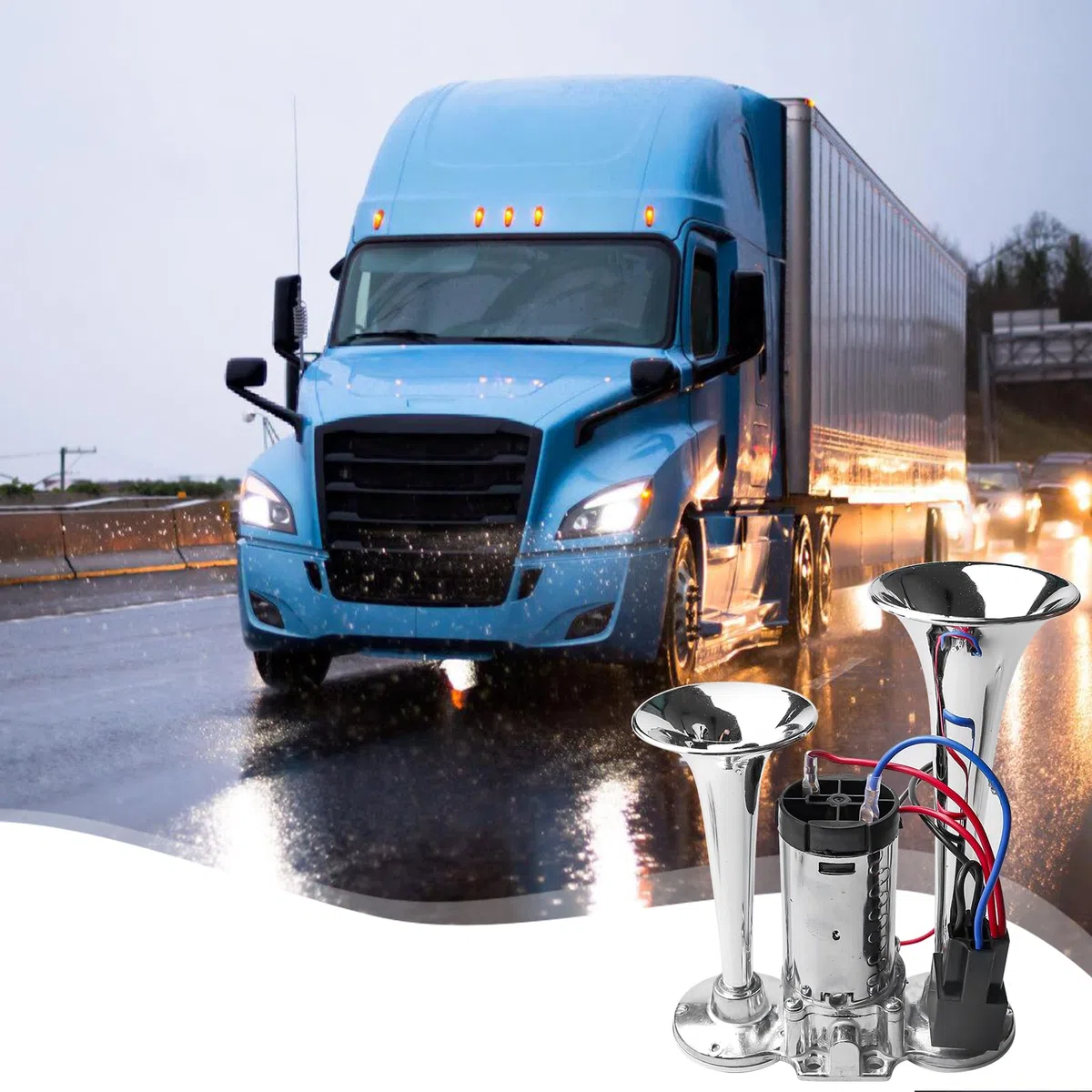 Clacson LWK 12 V, rumoroso per auto con compressore, doppio tubo ad aria compressa, tromba ad aria compressa per tutti i veicoli da 12 V, camion, treno, auto, barca, moto, furgone