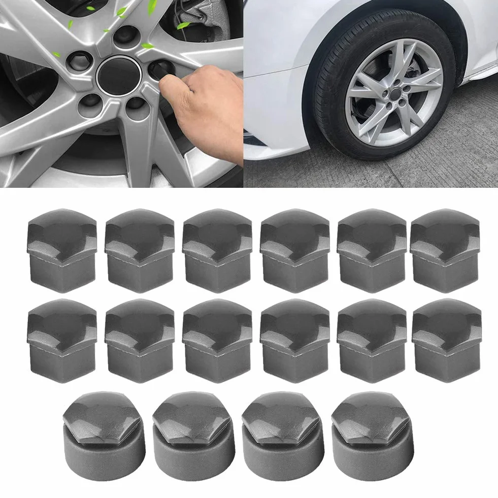 20 PZ Copri Bulloni Cerchi Auto 17mm Copridadi Ruota Universale Tappi Ruote Auto Copri Dadi Esagonali per Pneumatici Cappucci Protettivi del Coperchio della Polvere Auto Copertura Dado Ruota,Grigio