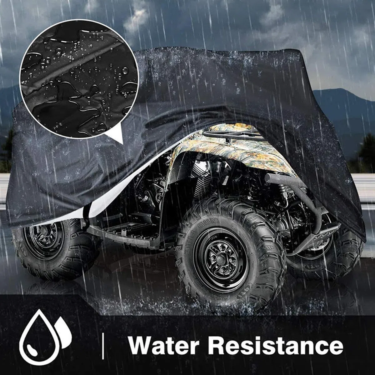 Generic Copertura ATV Anti-UV Impermeabile UPF50+ per ATV, Nero, M (145x85x98 cm)
