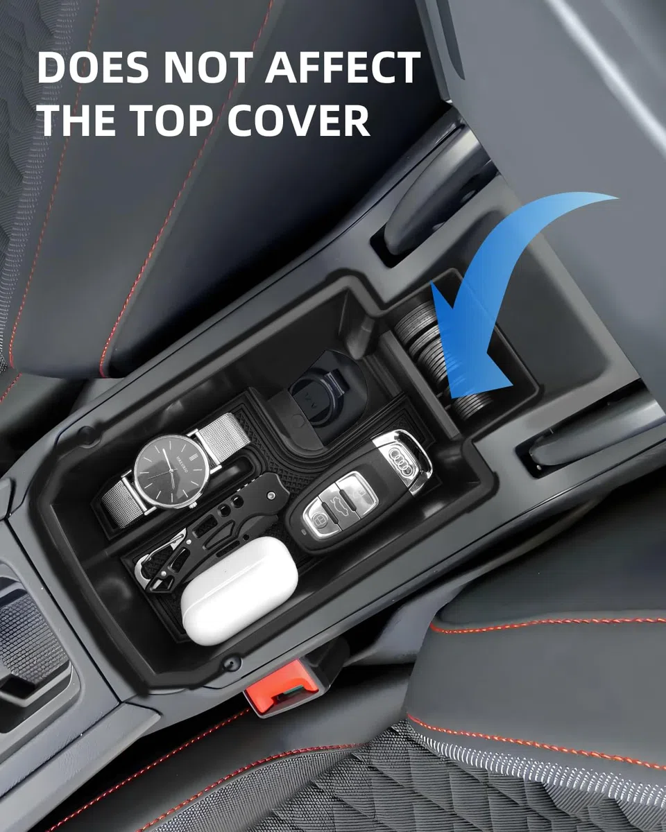 Vano Portaoggetti per Bracciolo per Seat Leon 2025 2024 2023 2022 2021 2020, Console Centrale Organizer con Tappeti Antiscivolo per Cupra Formentor, Bracciolo Organizer Accessori, Nero