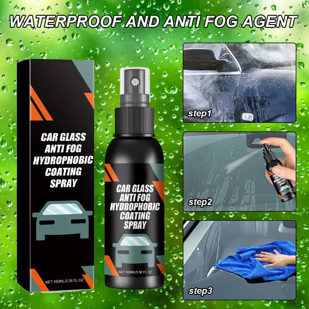 Spray Antiappannante Vetri Auto e Parabrezza,Spray Antiappannamento Per Parabrezza Auto,Agente Antipioggia Antiappannamento Per Vetro Per Auto,Spray Sbrinante per Auto,100ml