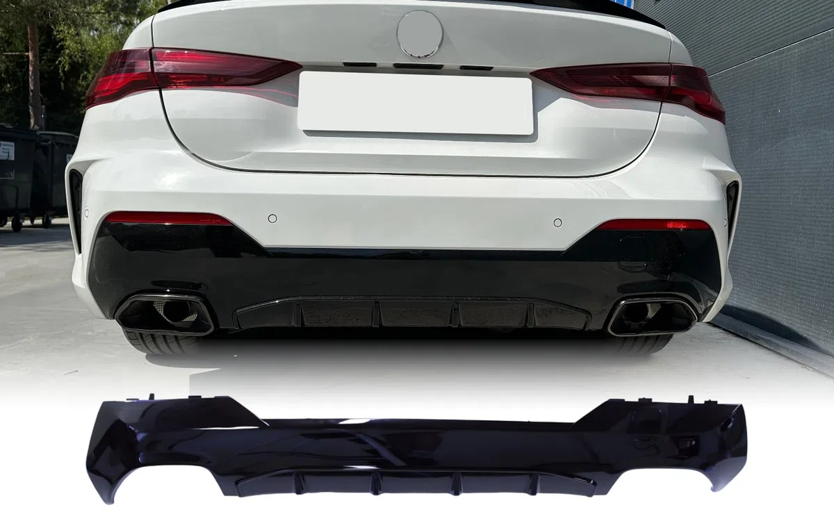 Mptuned Diffusore G22/G23 nero lucido diffusore posteriore compatibile con BMW Serie 4 G22/G23 (2020+) - Paraurti M-Sport