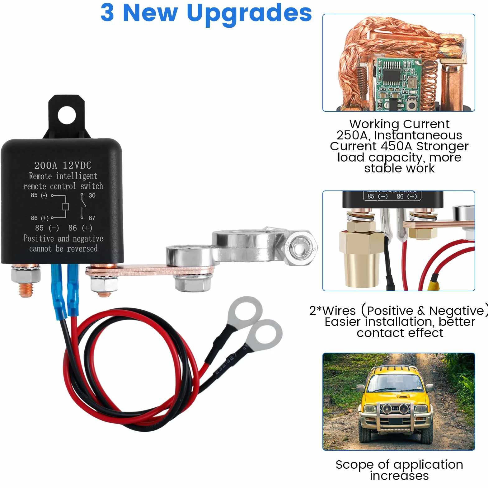 Stacca Batteria 12V 200A Con Telecomando - Interruttore di Scollegamento Remoto Riutilizzabile per Auto e Barca (Doppio Telecomando)