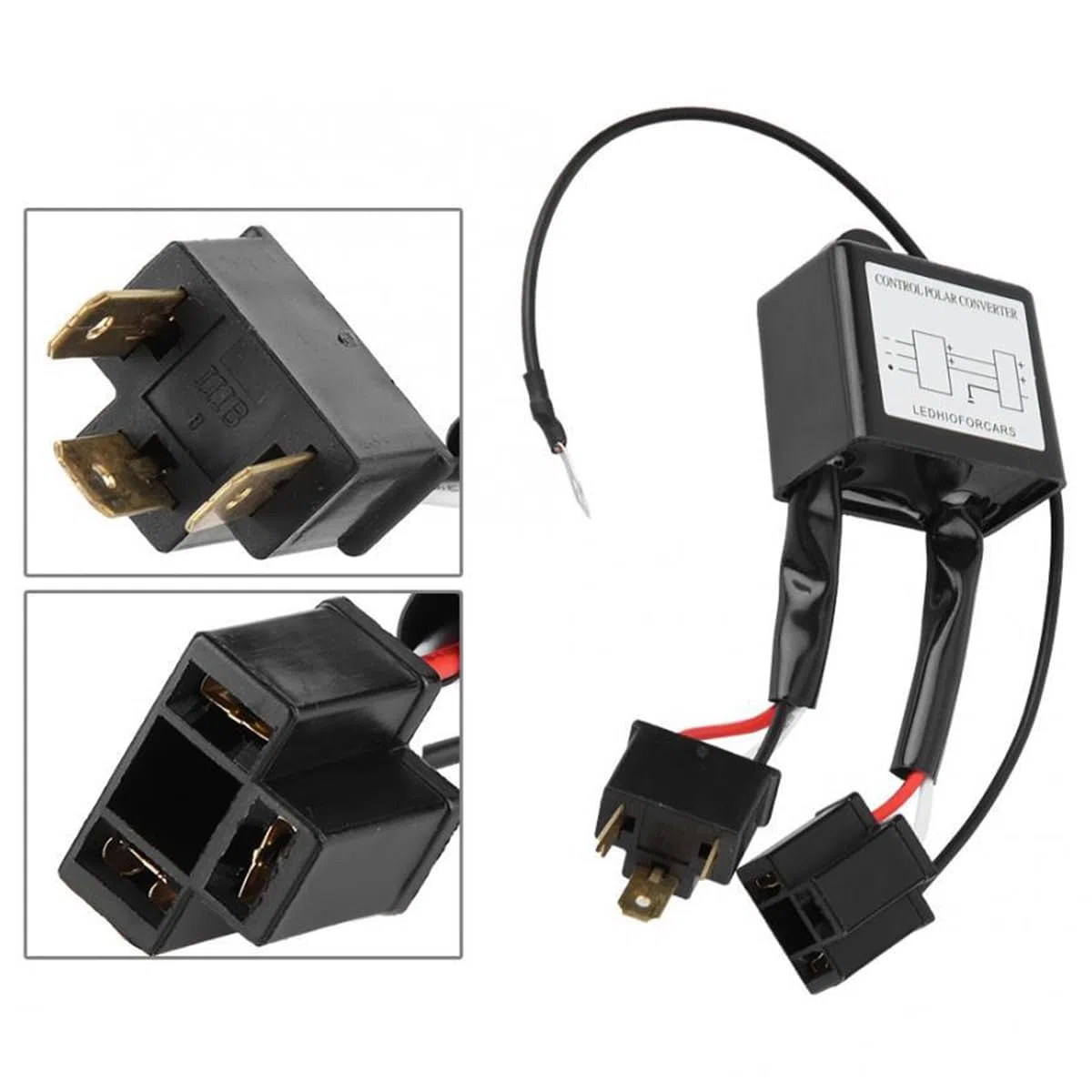 CGEAMDY 2 Pezzi Universale Convertitore Polare Dell'automobile, LED Negativo Convertitore Interruttore Fascio Adattatore, Adattatore Del Cablaggio Dell'interruttore Negativo Polare Del LED per H4