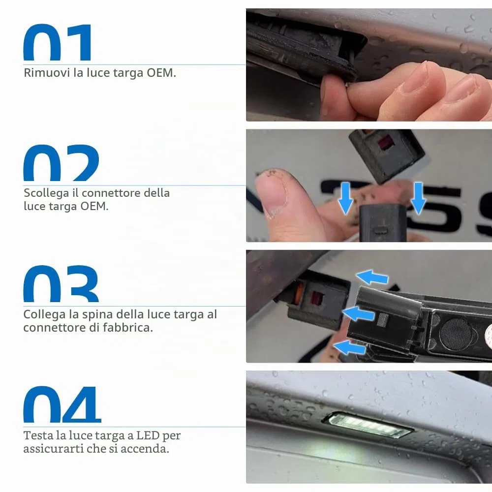 2 illuminazioni LED bianche per targa posteriore per Golf IV, V, VI, VII, Polo III, IV, V, Passat B7, B8, CC, Beetle, Lupo, Ibiza, Leon, Exeo, Altea, Canbus Led per luci di marcia diurna
