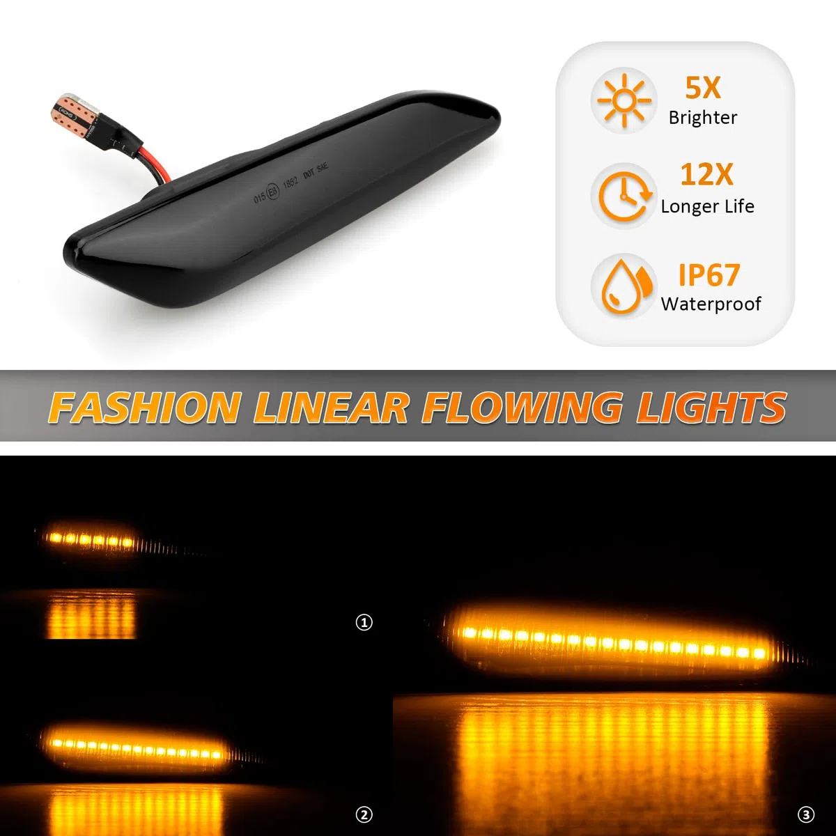 D-Lumina Indicatore di direzione a LED per Alfa Romeo 156 147 / Sportwagon156/Lancia Ypsilon/Lancia Delta MK3/Fia-t Tipo/C.hry-sler Ypsilon (Nero)