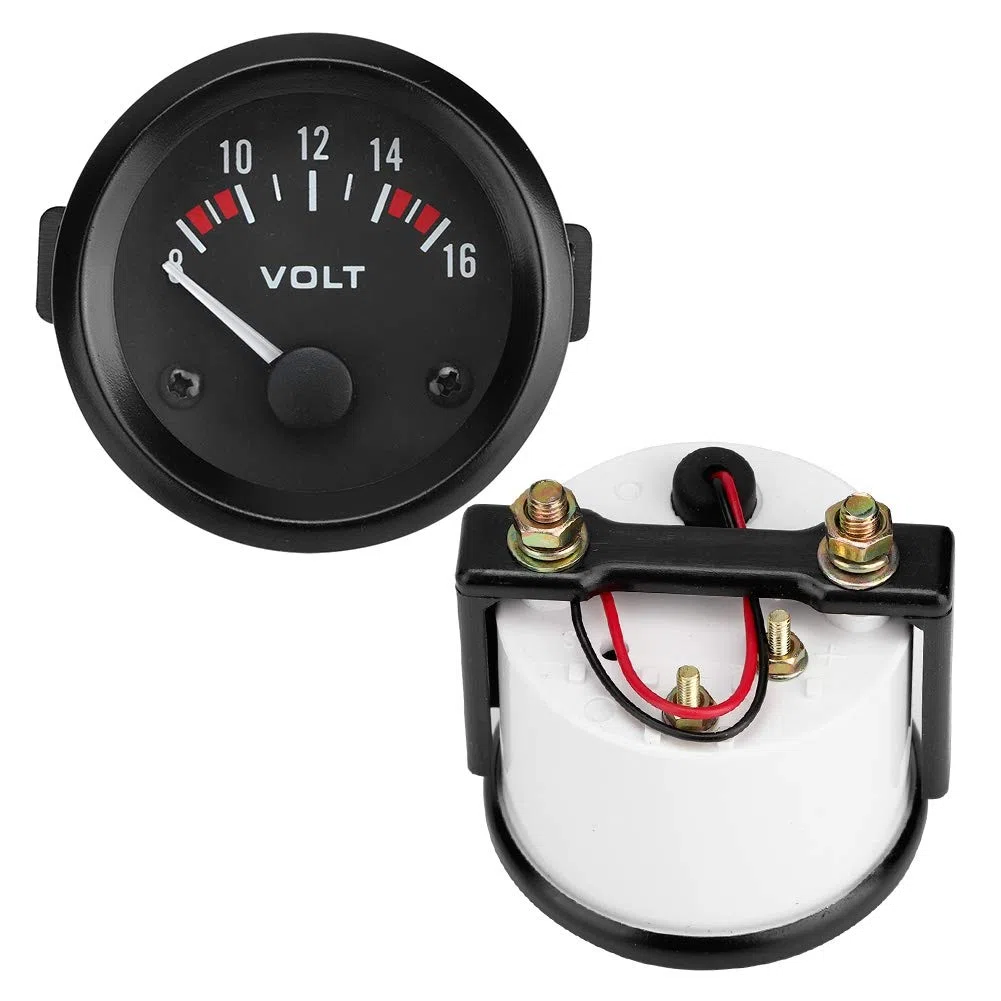 Voltmetro, 12V BX100007 8-16V 52 MM 2 Pollici Universale Voltmetro per Auto Elettriche a LED Misuratore di Tensione