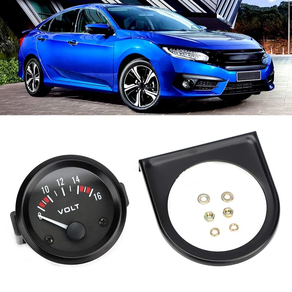 Voltmetro, 12V BX100007 8-16V 52 MM 2 Pollici Universale Voltmetro per Auto Elettriche a LED Misuratore di Tensione