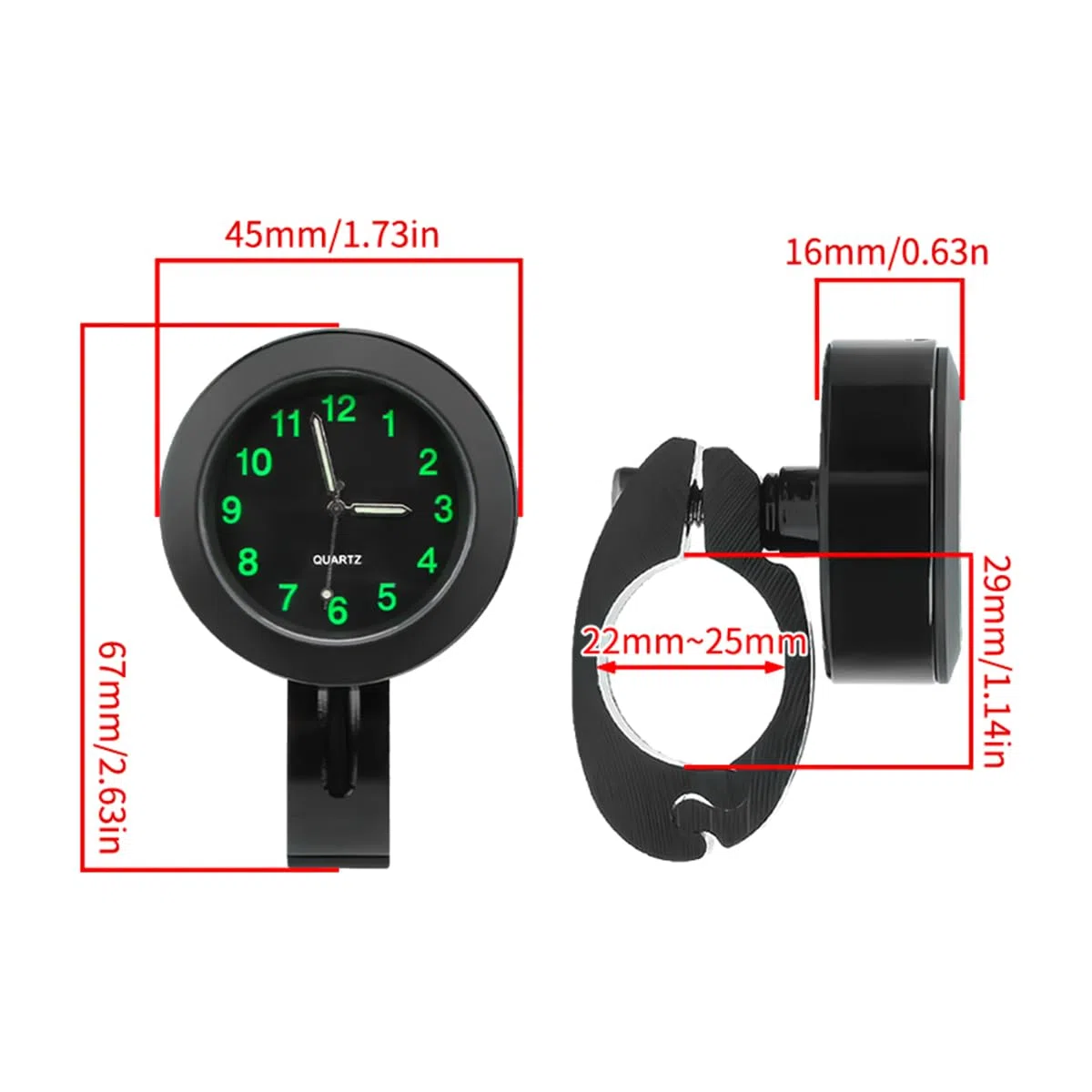 Orologio con quadrante per Orologio da Manubrio per Moto Impermeabile Universale per Veicoli elettrici per motocicli
