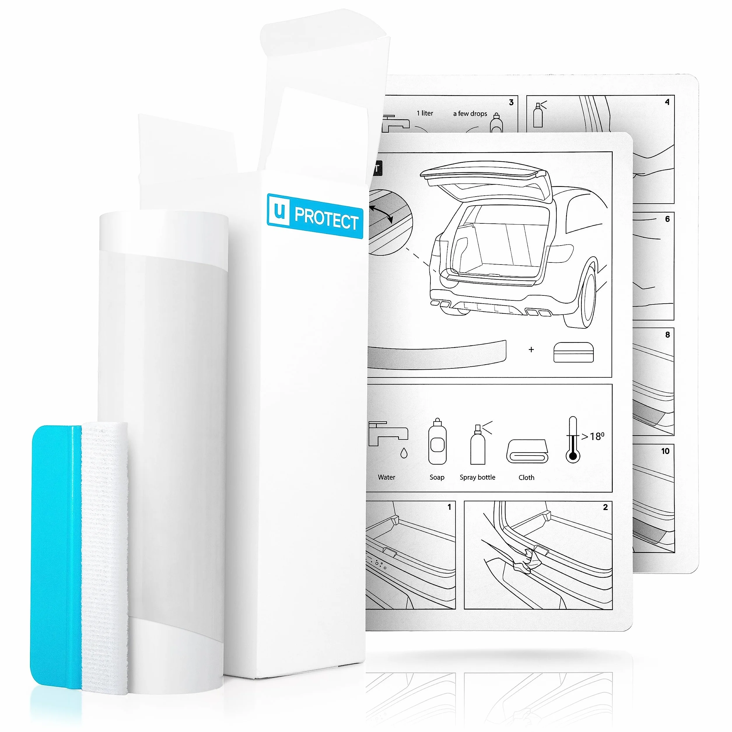 uProtect Pellicola Protettiva per Bordo di Carico Set completo per Audi Q8 1 (I) 4M I 2018-2026 - Protezione Paraurti, antigraffio, per vernice - Trasparente Lucido