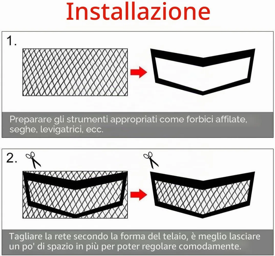 Griglia Auto Griglia Paraurti,Foglio di rete per griglia auto 100 * 33 cm, Universale Griglia Per Auto Ventilazione di alluminio, griglie da 3 x 6 mm + 2 ganci per seggiolino (nero)