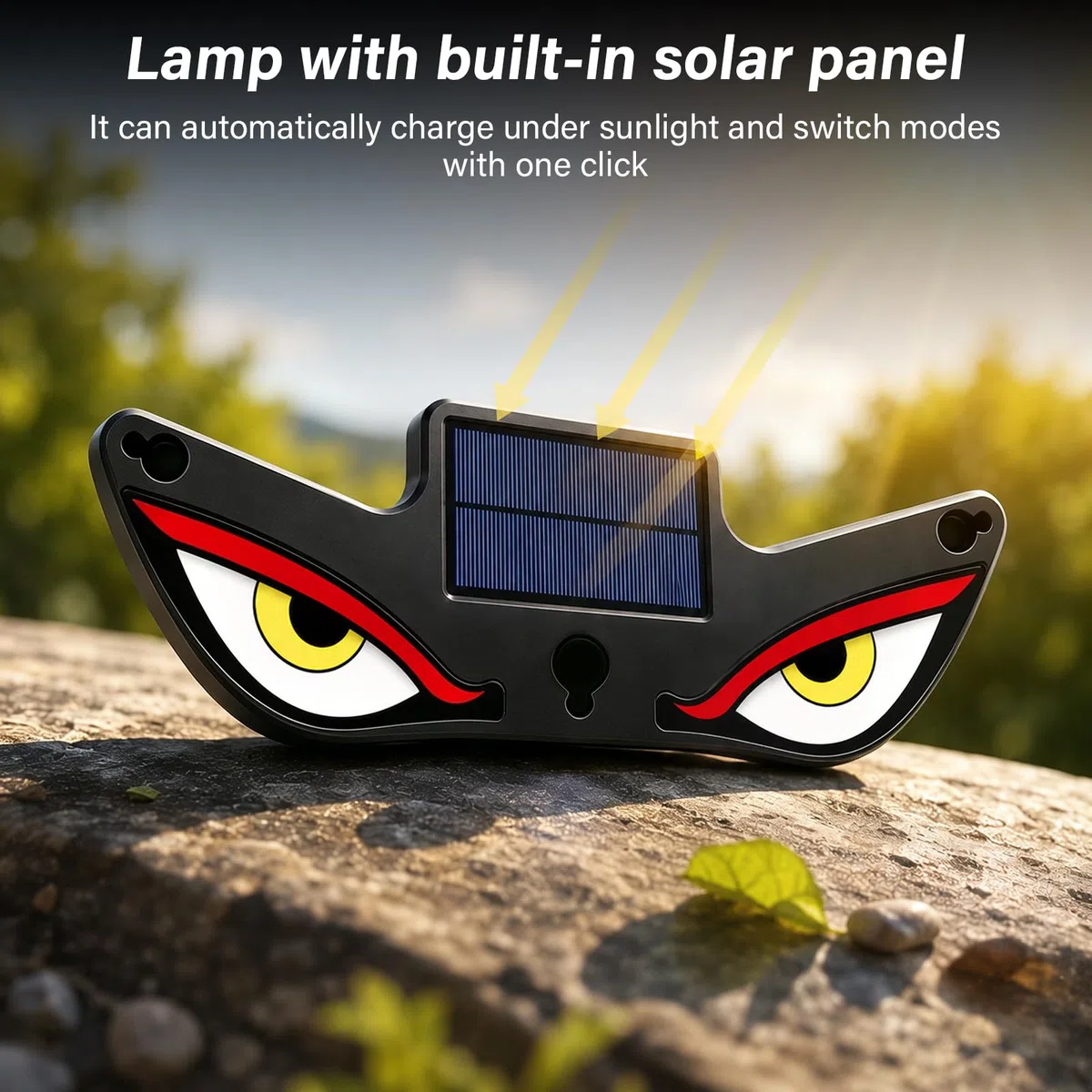 2 Pezzi Solar Demon Eye LED per Auto, LED Dinamici con 5 Modalità | Luci Occhi Demonio;Luce Finestra Auto a Energia Solare;Impermeabile Decorazione Parabrezza per SUV Camion Tuning
