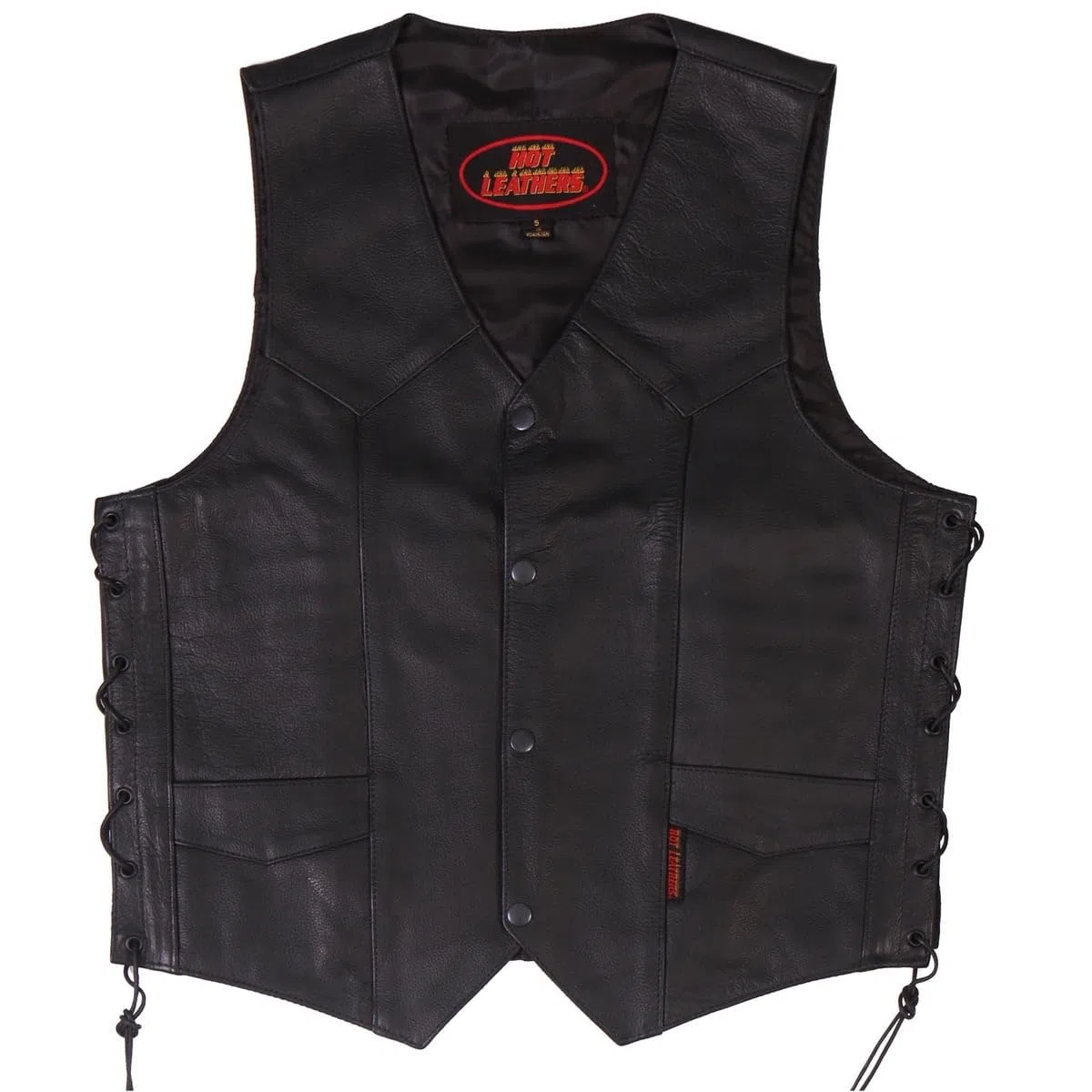 Hot Leathers Gilet in pelle pesante da uomo con pizzo laterale