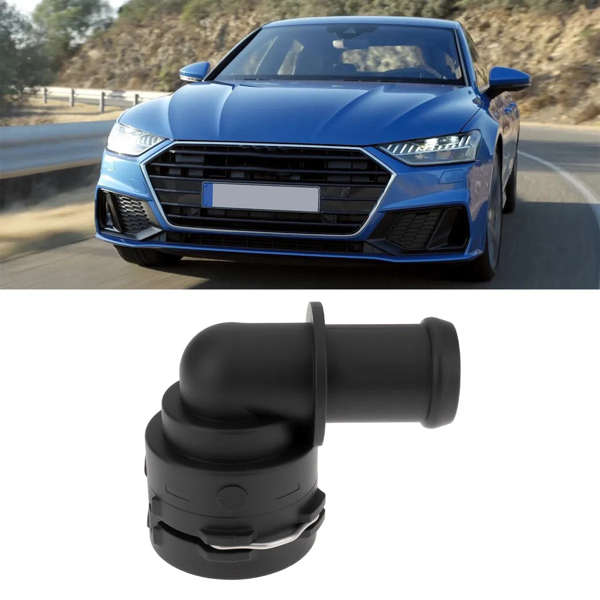 ECSiNG 2 Pezzi Flangia Refrigerante Auto 5Q0122291AJ 5Q0122291H Compatibile Con Audi Sportback 2018/09-2025/12