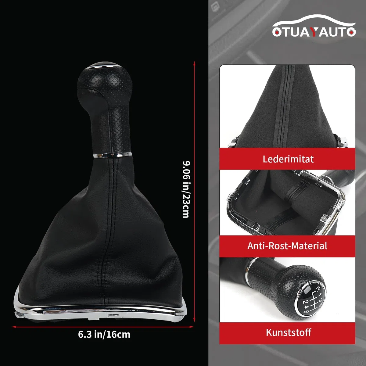 OTUAYAUTO - Set completo di ricambio cuffia, pomello e telaio del cambio, plug & play, compatibile con Golf 4, 6 marce, OEM: 1J0711113
