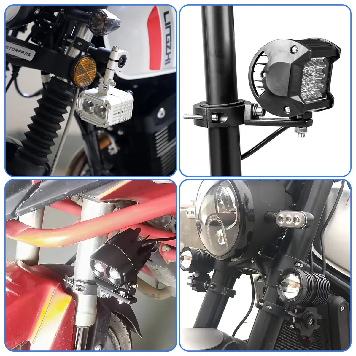 2 Pezzi Staffa Supporto Faro Moto, Staffa di Montaggio Fari Led Universale Regolabile da 38-60 mm per Moto/Auto/Camion