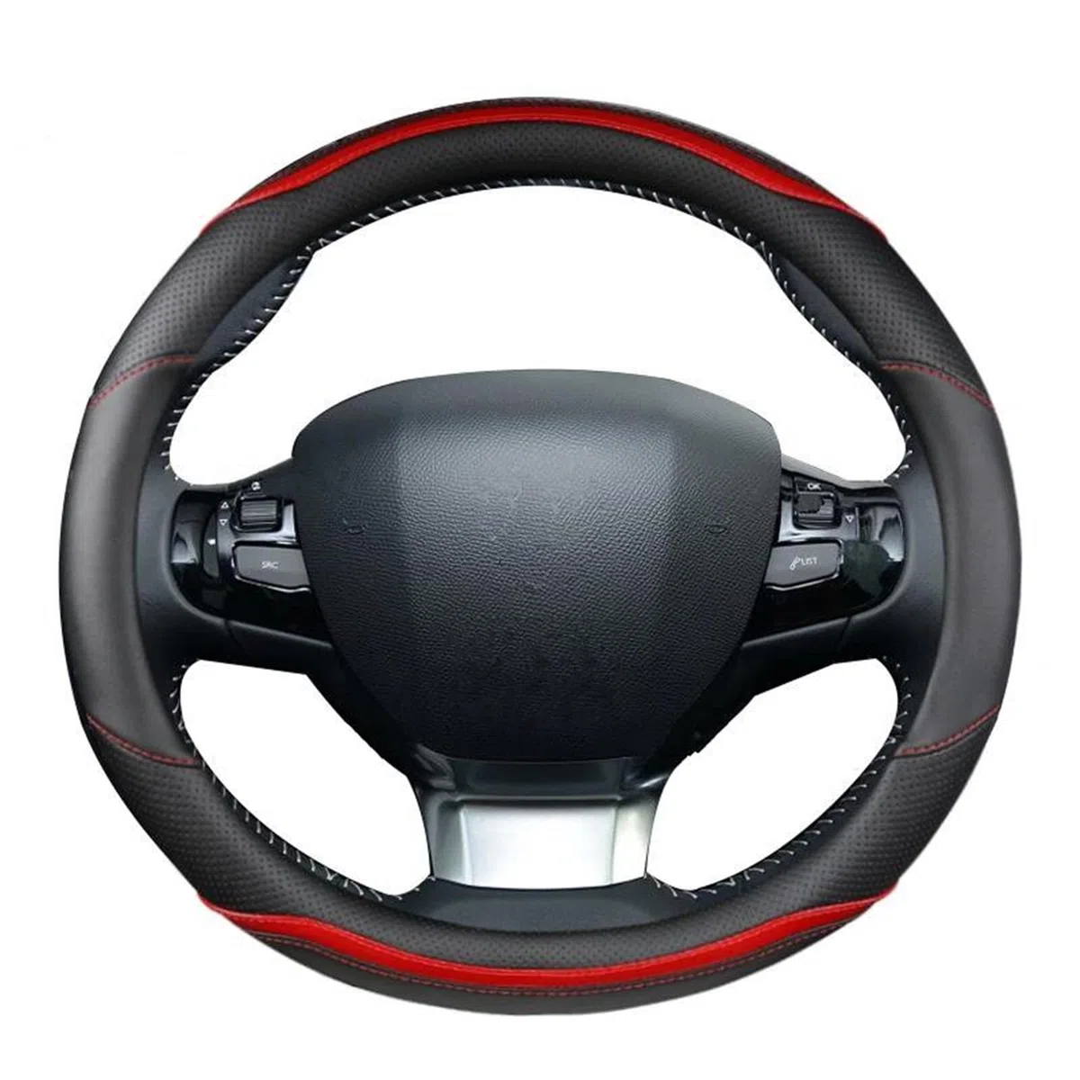 Copri Volante per Peugeot 308 2014-2020 II T9 308 SW 308 CC Coprivolante per Auto in Fibra Carbonio + Pelle PU Accessori Interni Auto Copertura Volante Auto(Rosso)
