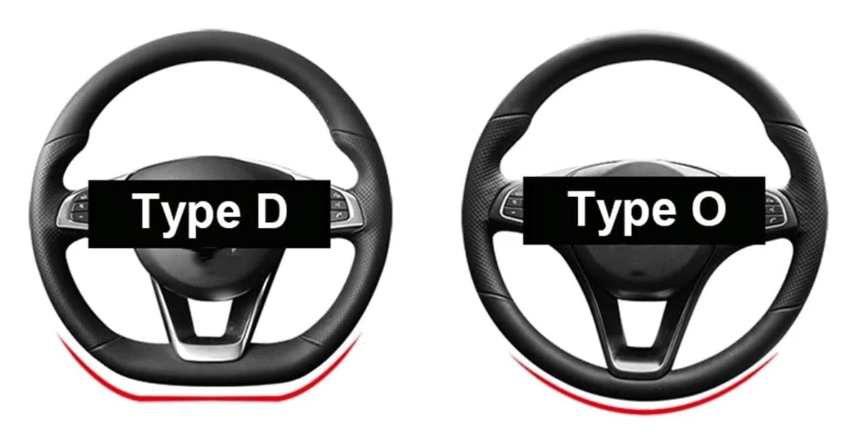Volante Auto Coprivolanti Per Fiat 500X Per Cross/Per City Cross SUV 2018-2024+ Coprivolante Per Auto Ultrasottile In Pelle E Fibra Di Carbonio(BlackRed,D)