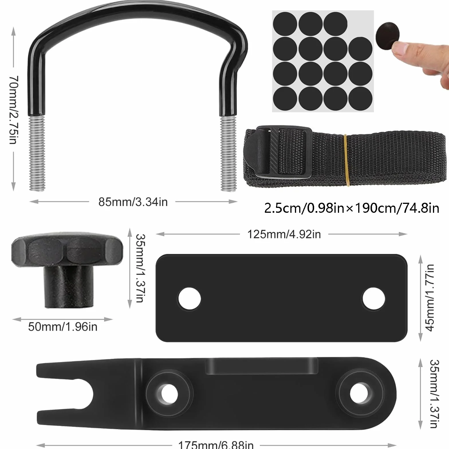 4 Pezzi Fissaggio Per Box Da Tetto, Universale Kit Di Montaggio Per Box Da Tetto, Morsetti A U Per Box Tetto, Larghezza Interna Di 85mm, Con 8 Dadi Di Bloccaggio Per Impieghi Gravosi E 2 Bende