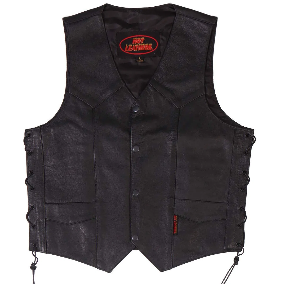 Hot Leathers Gilet in pelle pesante da uomo con pizzo laterale