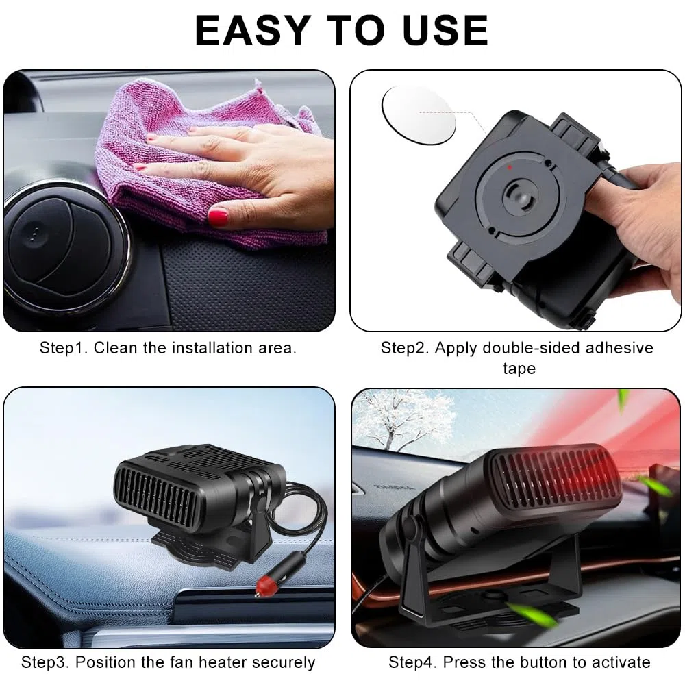 Riscaldatore da Auto, 2 in 1 Portatile Riscaldamento per Auto, Sbrinatore Parabrezza, Riscaldamento rapido, Adatto a berline, SUV e Camion