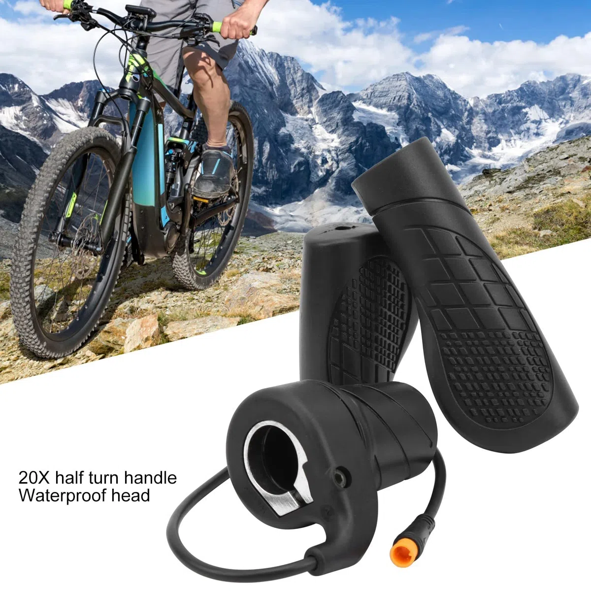 KIMISS Acceleratore a Mezza Rotazione Impermeabile per Bicicletta Elettrica, Parte di Modifica per Mountain Bike, Acceleratore a Rotazione per Bici Elettrica con Display,