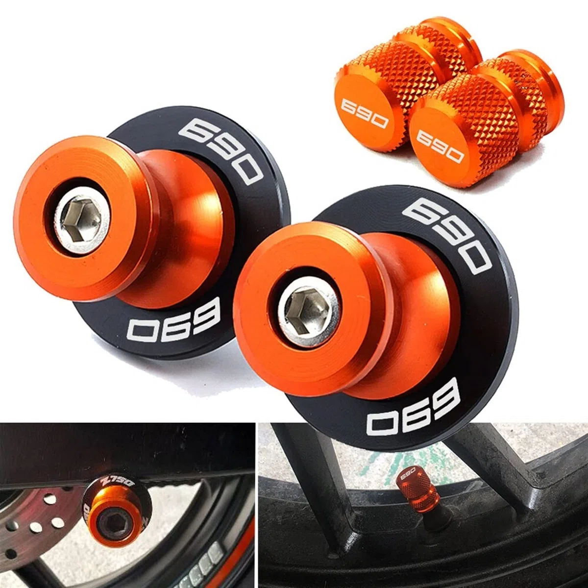 Misura for KTM 690 SMC Duke 690SMC SMC R 690duke 2009-2019 2020 2021 2022 Tappi valvola moto M10 Bobine forcellone Slider Stand Viti (Size : 10MM-orange)