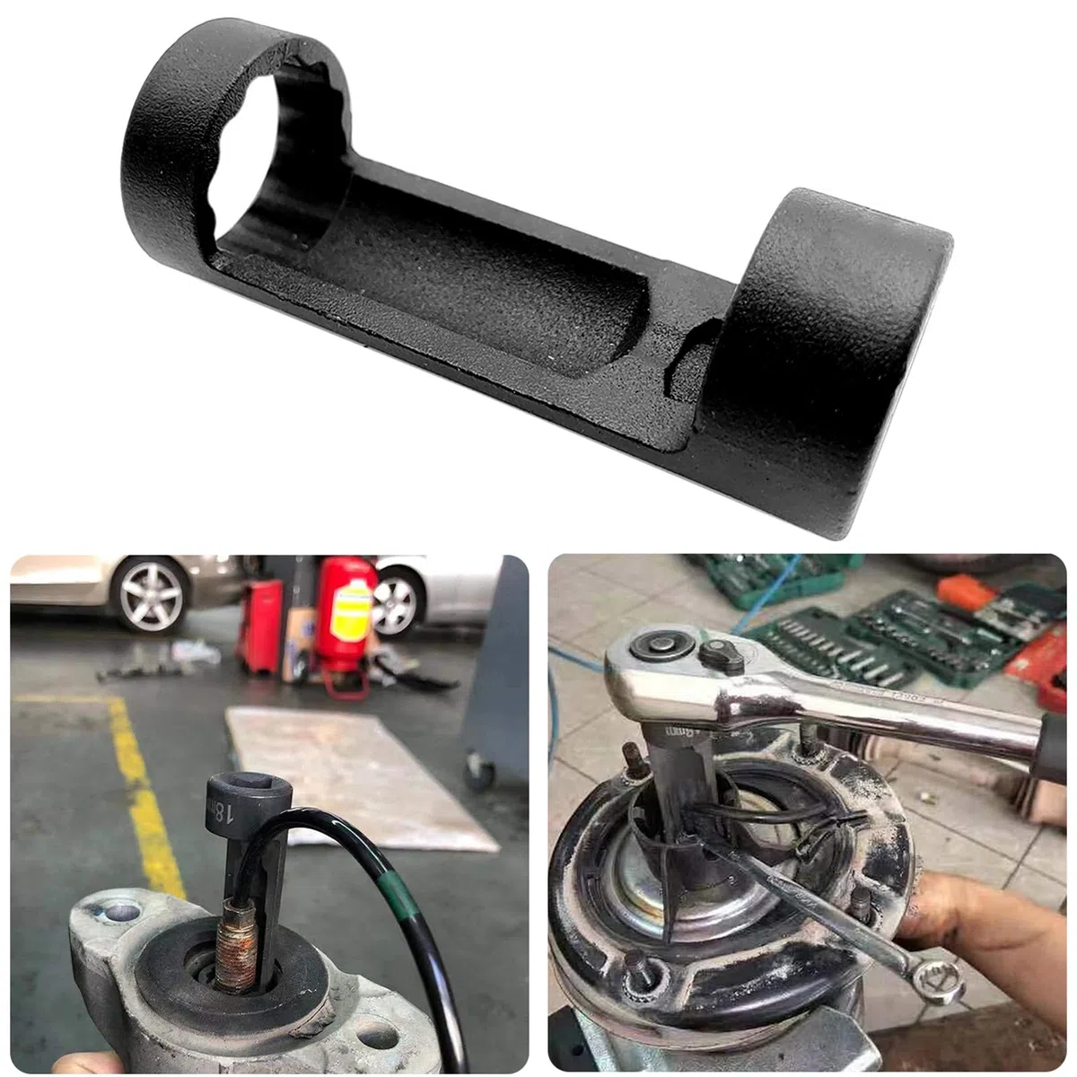 Shkalacar Presa per Dado Puntone, Strumento di Riparazione Auto per Presa Puntone Sospensione a 12 Punti 1/2'' (21mm Nero)