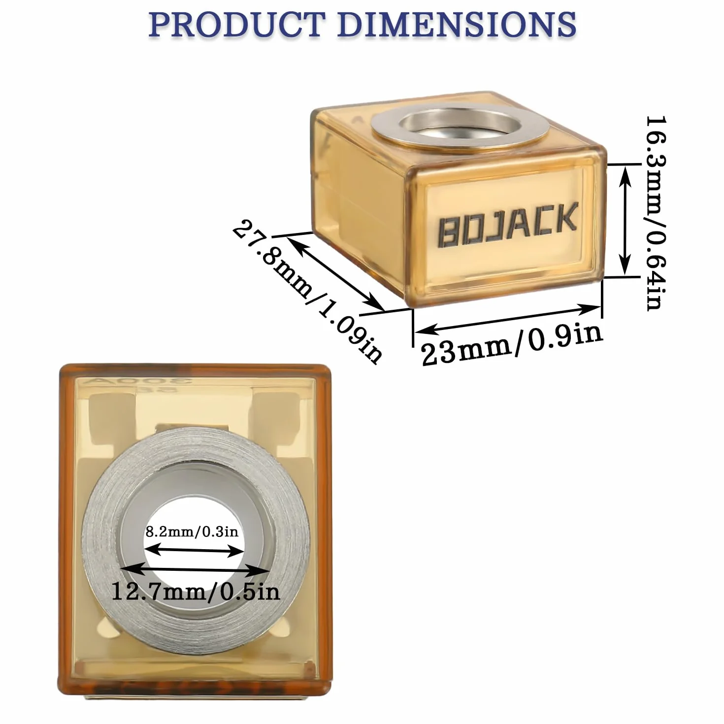 BOJACK MRBF Portafusibili Singolo Perno 5/16" con 30A 58V Fusibile per Batteria Marina per Protezione Circuiti in Stazioni di Ricarica Marine