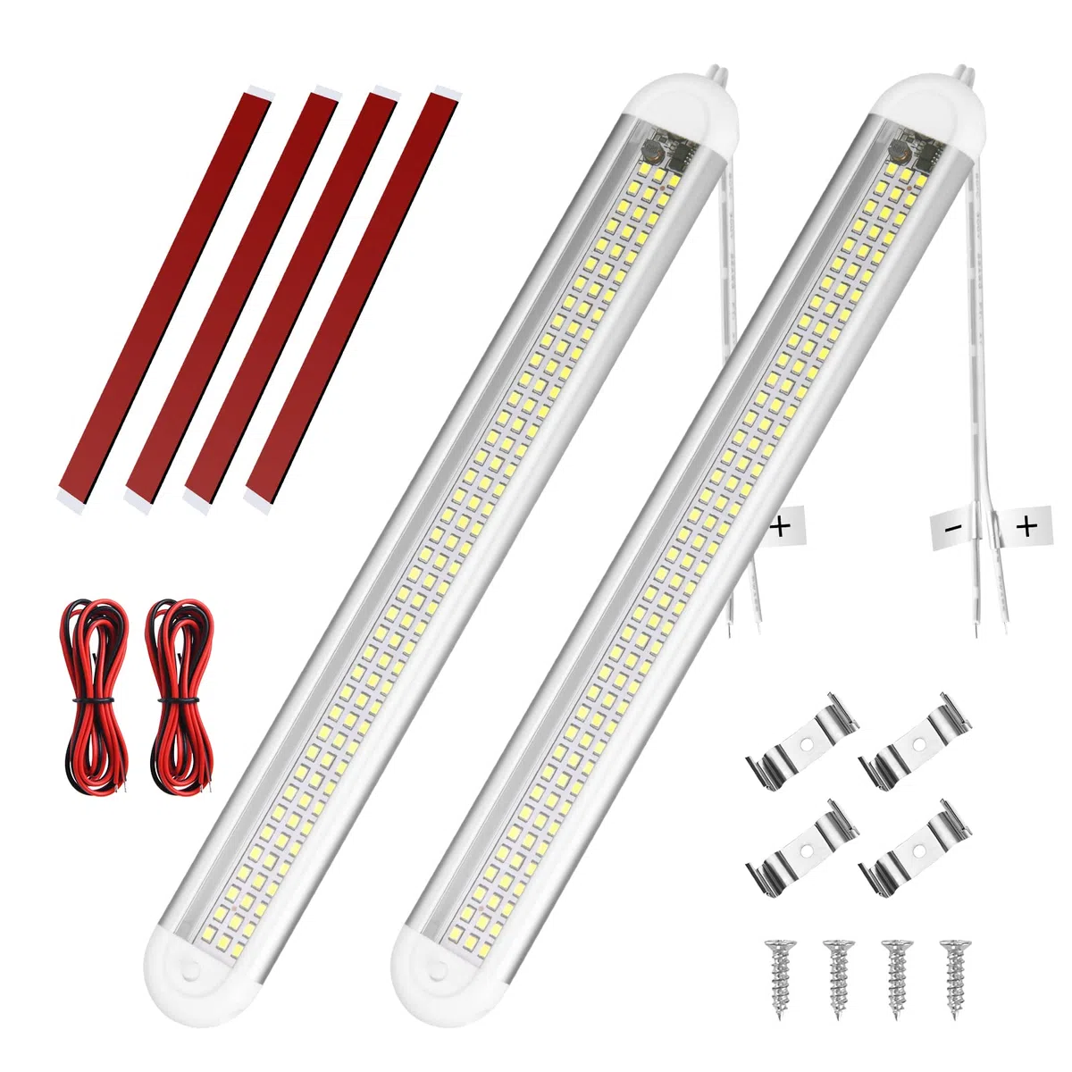 URAQT Barra LED 12V, 2 Pezzi 120 LED Barra Luminosa, 8W 1600LM, Barras Luminosa a LEDs per Interni Universale con Interruttore, Luci LEDs Interni per Auto, Camion, Camper, Furgone, Barca,Cucina,Studia
