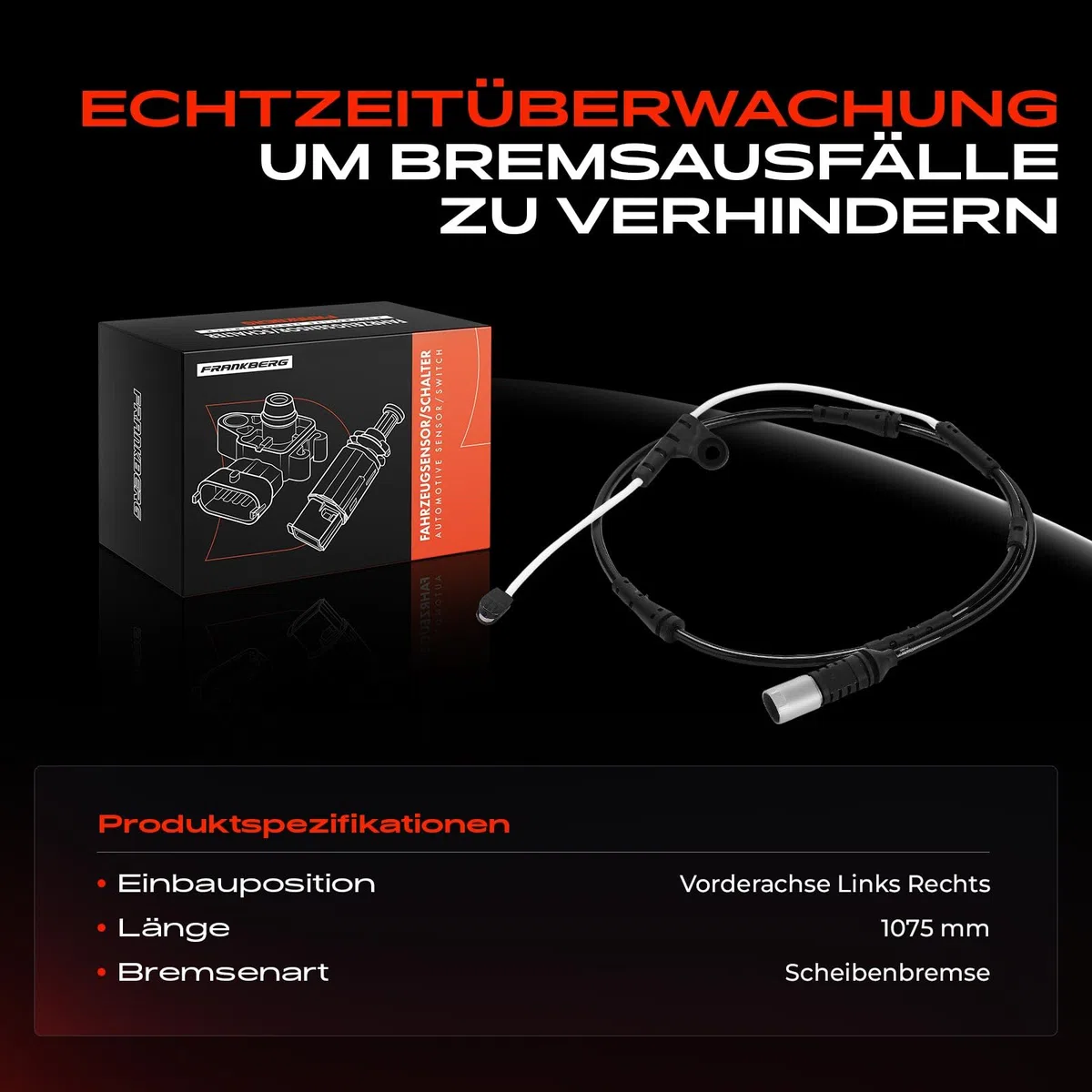 Frankberg Contatto di avvertimento usura pastiglie freno 2-Poli Anteriore sinistro o destro Compatibile con Serie 7 F01 F02 F03 F04 Ghost RR4 Replace# 34356791959