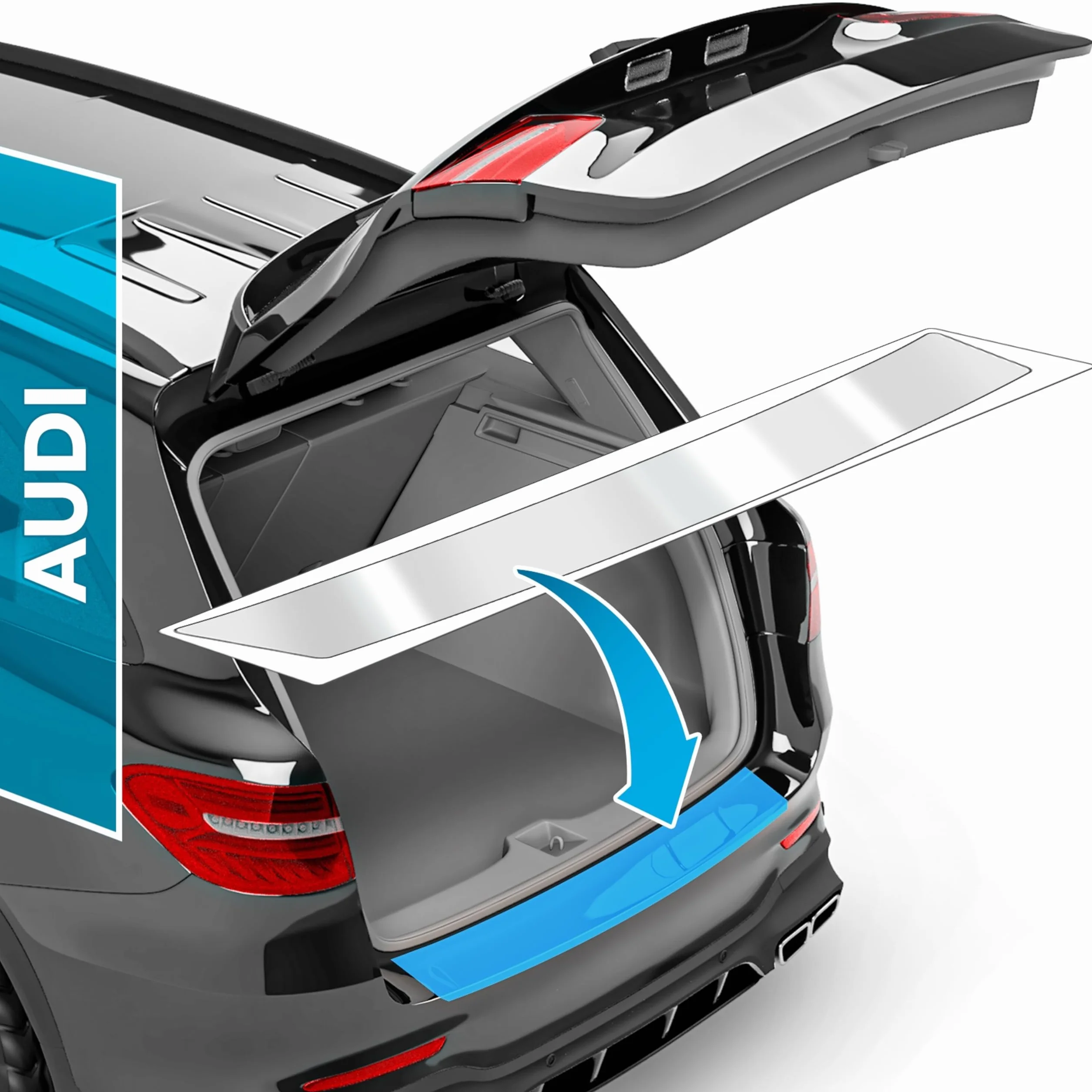 uProtect Pellicola Protettiva per Bordo di Carico Set completo per Audi Q8 1 (I) 4M I 2018-2026 - Protezione Paraurti, antigraffio, per vernice - Trasparente Lucido