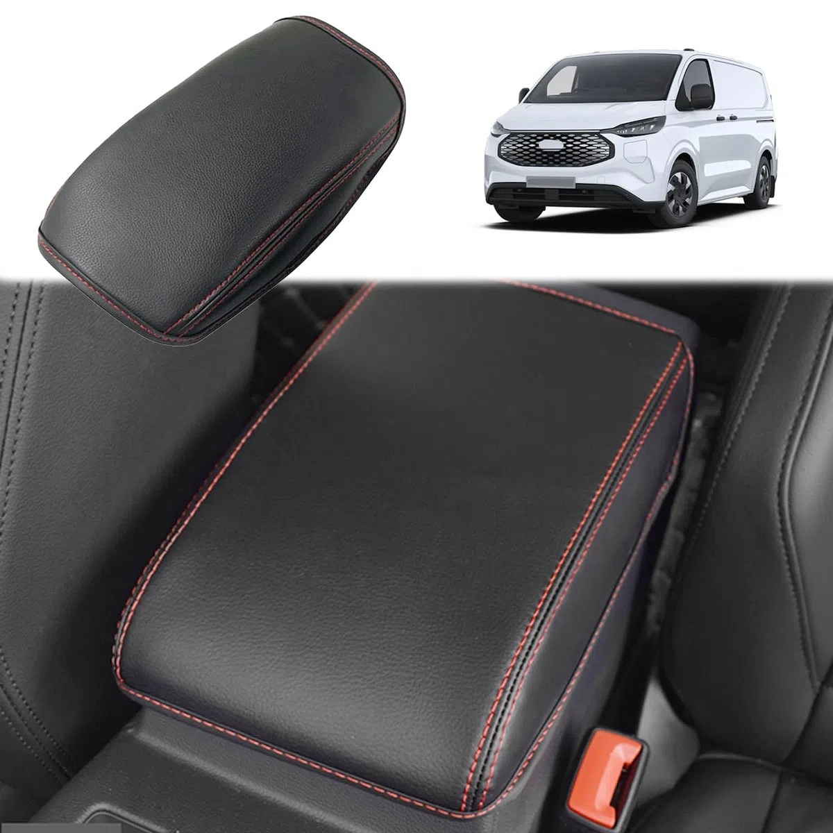 GAFAT Compatibile con 2022–2025 Ford Tourneo Custom Transit Custom | V.W Caddy 5 / Touran 2 5T Copribraccioli Console Centrale, Rivestimento per Braccioli, Imbottitura in Pelle PU Microfibra