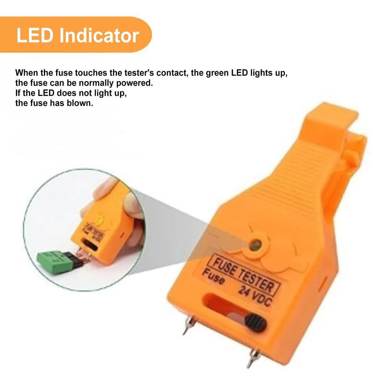 Tester per fusibili per auto, 24 V , con punta di misurazione regolabile, tester per circuiti elettrici auto, per fai da te e industria, nonché per elettronica, moto, camper e rimorchi