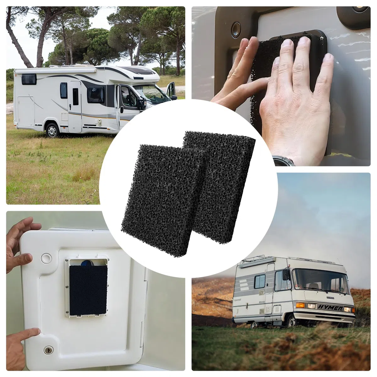 Filtro ai carboni attivi per lo sfiato del WC SOG – 2 filtri di ricambio per camper con filtro del sistema di scarico SOG, filtro in spugna per porte Thetford, ricambio per sfiato WC Thetford 5170001