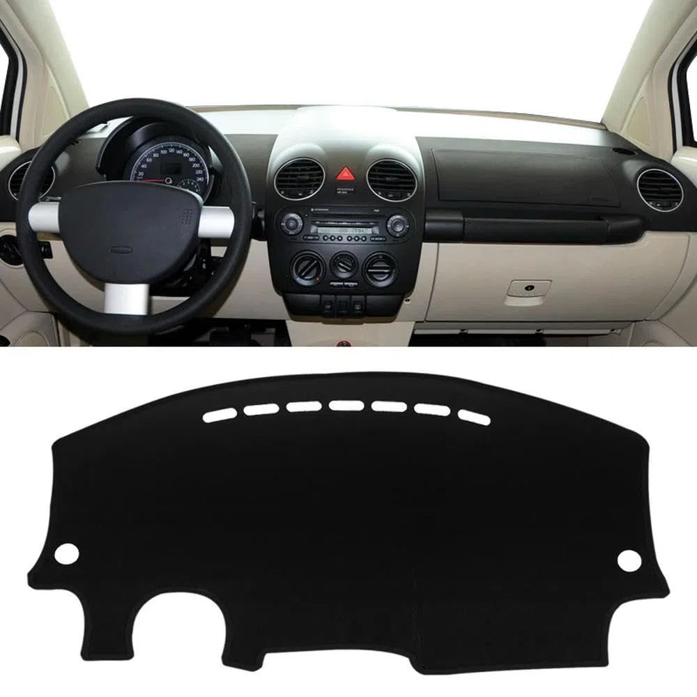 Copri cruscotto per Auto, AntiGraffio, Interno, Adatto per VW New Beetle 2003-2011, Poliestere, Bordo Nero