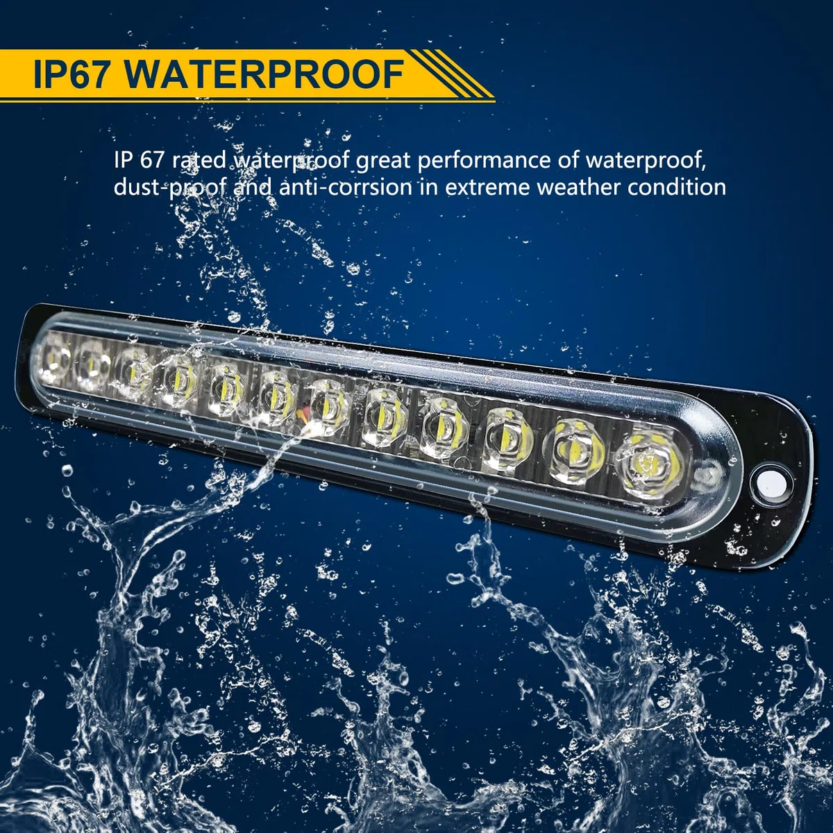 Kit da 2 Luci Strobe LED Emergenza, 12 LED Bianchi a Montaggio a Superficie, Luci Lampeggianti per Avviso di Pericolo, Compatibili con 12V-24V per Veicoli da Costruzione, Camion, Fuoristrada